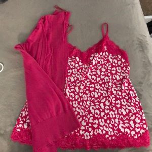 Leopard camisole and cardigan set